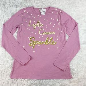 Crewcuts girl's long sleeve crew neck star graphic t-shirt in purple
